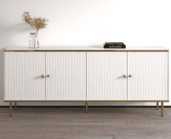 Maison White & Gold 4 door Wide Sideboard