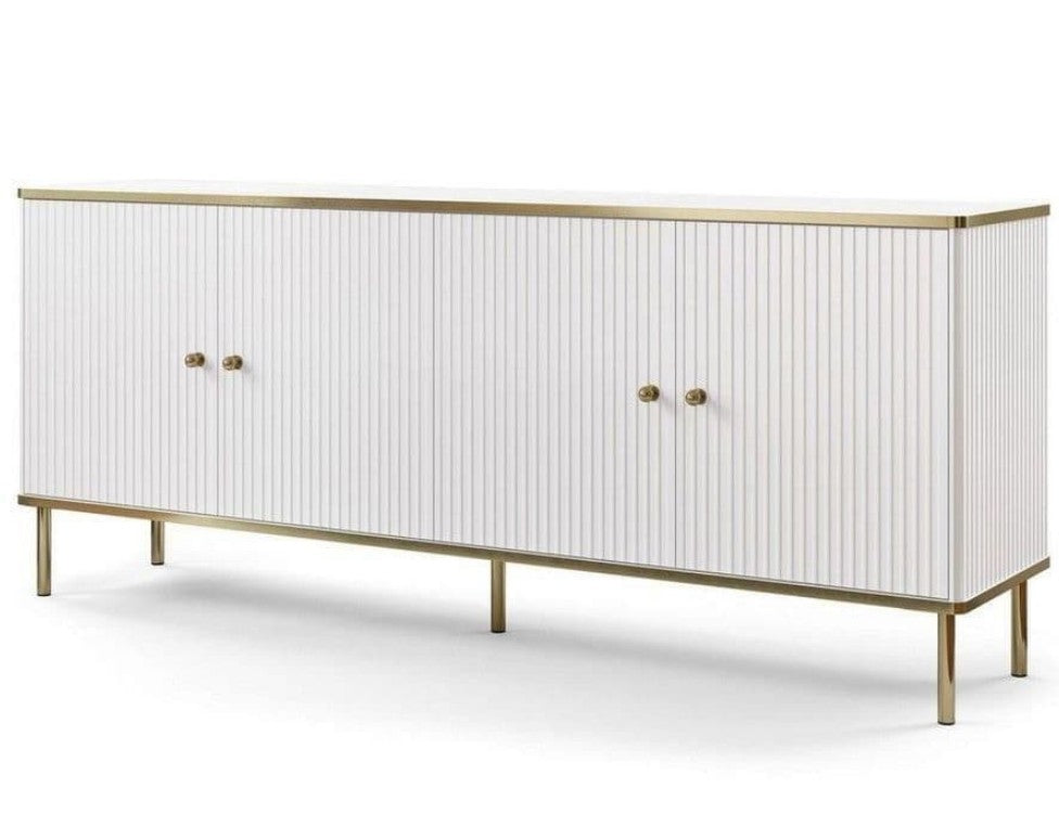 Maison White & Gold 4 door Wide Sideboard