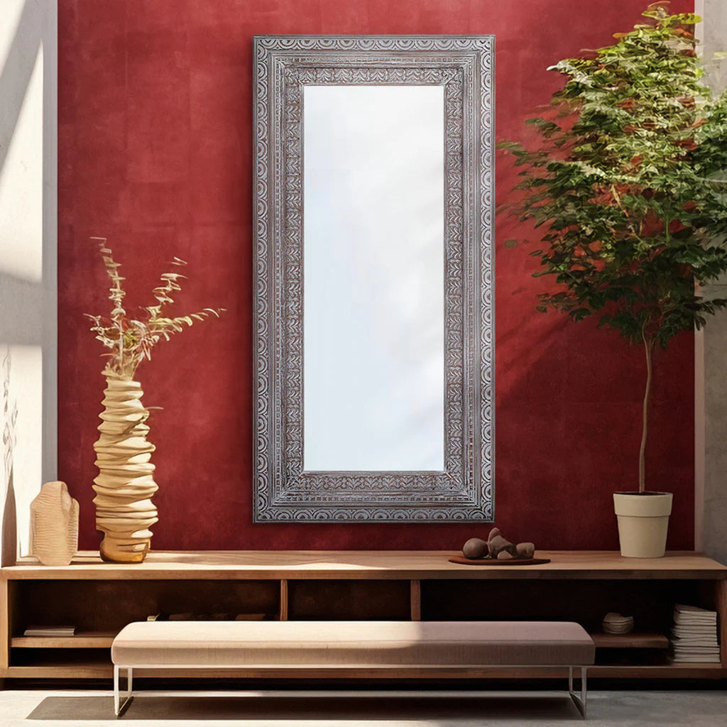 Naaz Carved Wooden Wall Mirror