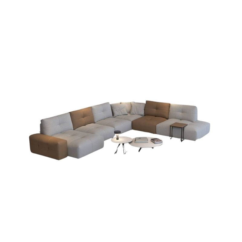 Magic Sofa Range, Modulax XL 290, Modular Electric Sofa, Nappa & Suede Leather, Biege & Tan
