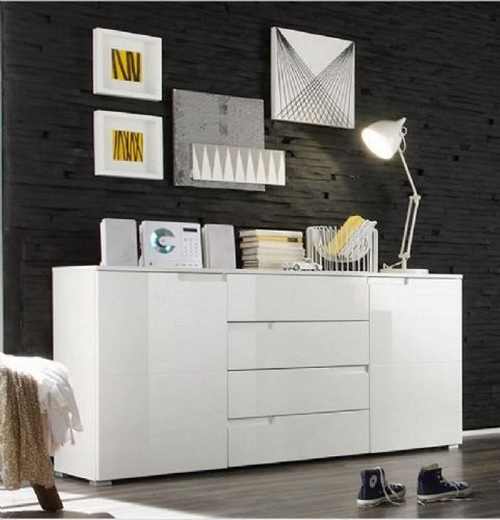 Amos Santino White High Gloss Wide Sideboard 2616
